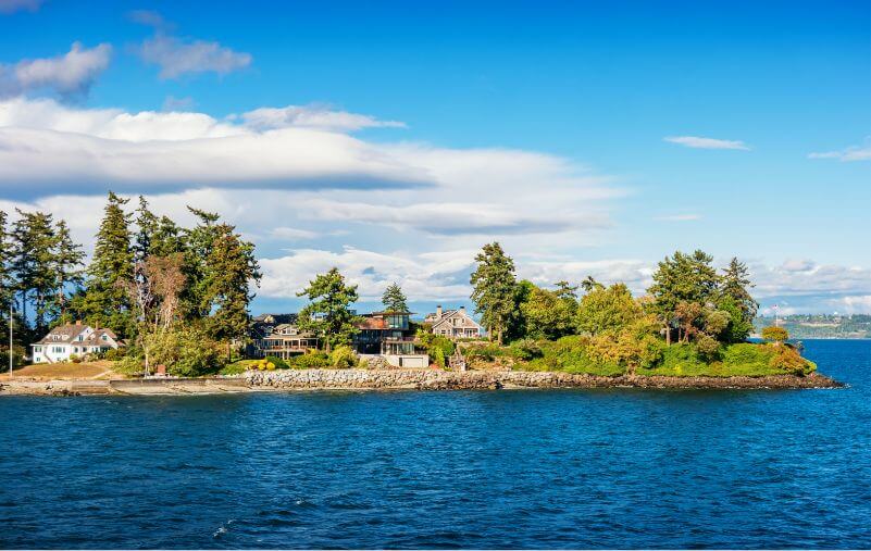 Some very nice houses on an island.