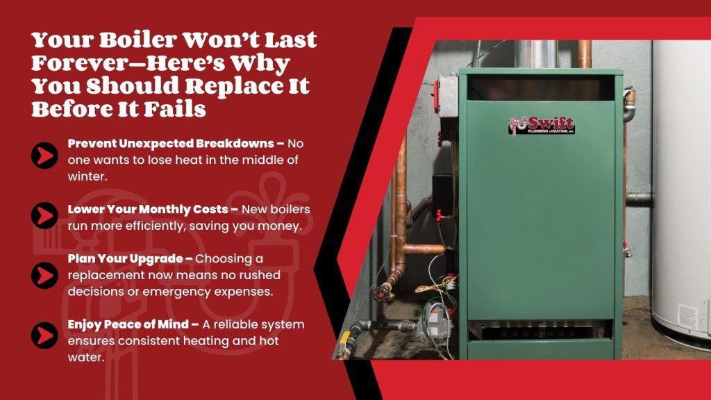 This is an image of a Boiler. The headline reads; Your boiler won't last forever-here's why you should replace it before it fails.